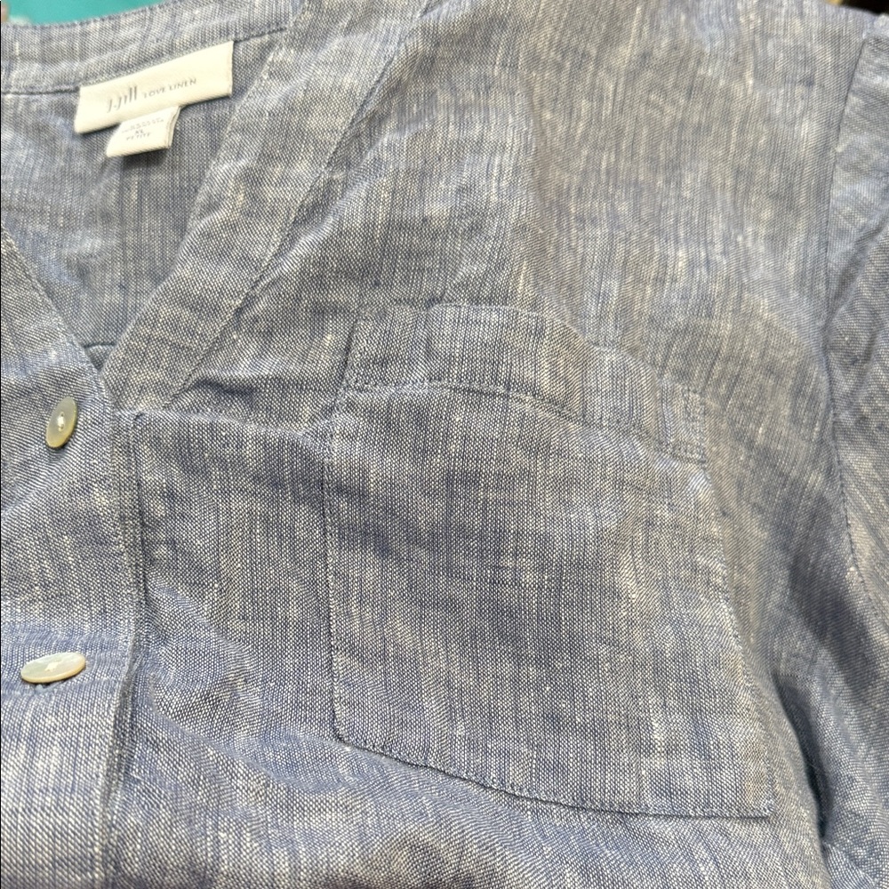 J. Jill Love Linen Top in Speckled Blue size XL petite - Picture 4 of 6